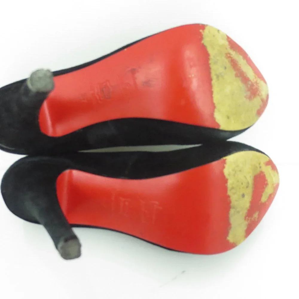 Christian Louboutin BIANCA 120 Black Suede Leather Platform Heels Pumps Shoes 37 - Picture 5 of 5